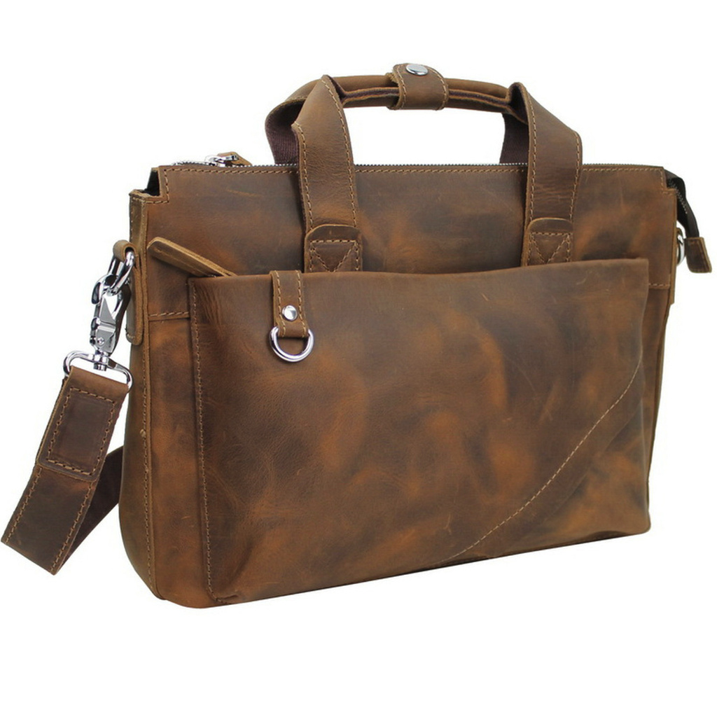15" Cowhide Oil Tanned Leather Messenger Bag L12vb